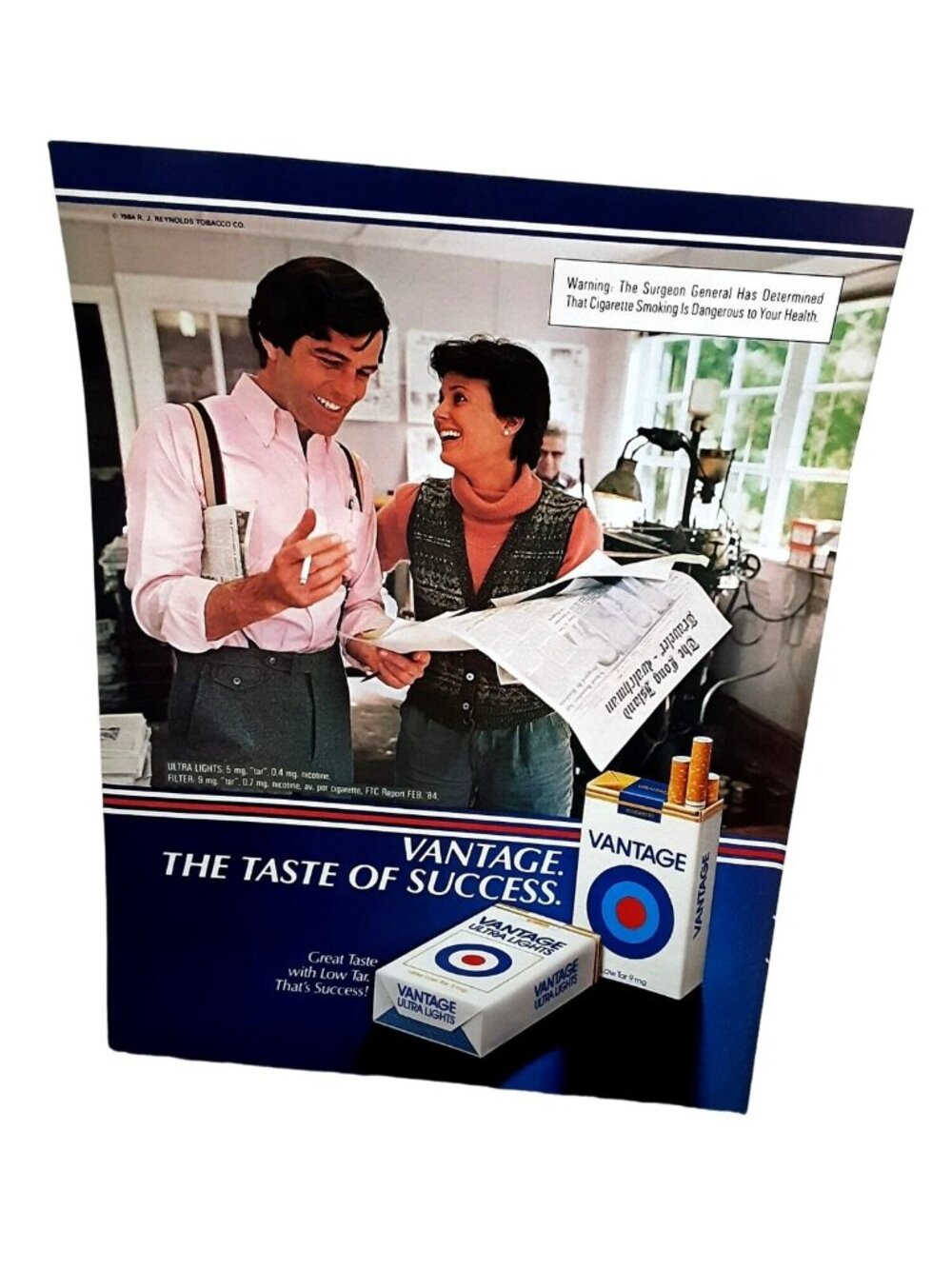 1984 Vantage Cigarettes Print Ad The Taste Of Success Newspaper Photo